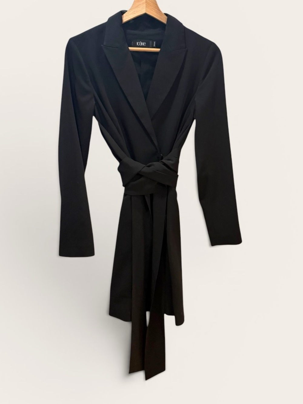 Icône (Simons) Black Blazer Dress with Wrap Tie Waist Belt Size XXS 2XS